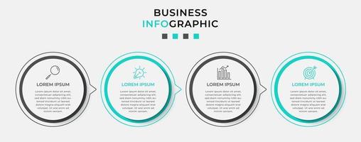 plantilla de negocio de diseño infográfico vectorial con iconos y 4 opciones o pasos. se puede utilizar para diagramas de proceso, presentaciones, diseño de flujo de trabajo, pancarta, diagrama de flujo, gráfico de información vector