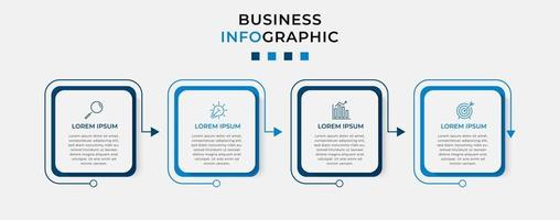 plantilla de negocio de diseño infográfico vectorial con iconos y 4 opciones o pasos. se puede utilizar para diagramas de proceso, presentaciones, diseño de flujo de trabajo, pancarta, diagrama de flujo, gráfico de información vector