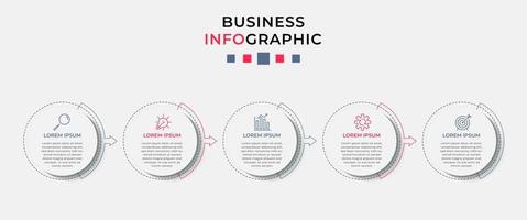 Vector Infographic design business template with icons and 5 options or steps.  Can be used for process diagram, presentations, workflow layout, banner, flow chart, info graph