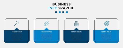 plantilla de negocio de diseño infográfico vectorial con iconos y 4 opciones o pasos. se puede utilizar para diagramas de proceso, presentaciones, diseño de flujo de trabajo, pancarta, diagrama de flujo, gráfico de información vector