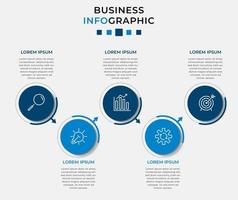 plantilla de negocio de diseño infográfico vectorial con iconos y 5 opciones o pasos. se puede utilizar para diagramas de procesos, presentaciones, diseño de flujo de trabajo, pancartas, diagramas de flujo, gráficos de información vector