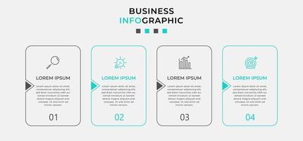 plantilla de negocio de diseño infográfico vectorial con iconos y 4 opciones o pasos. se puede utilizar para diagramas de proceso, presentaciones, diseño de flujo de trabajo, pancarta, diagrama de flujo, gráfico de información vector