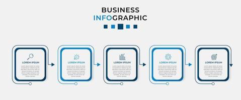 plantilla de negocio de diseño infográfico vectorial con iconos y 5 opciones o pasos. se puede utilizar para diagramas de procesos, presentaciones, diseño de flujo de trabajo, pancartas, diagramas de flujo, gráficos de información vector