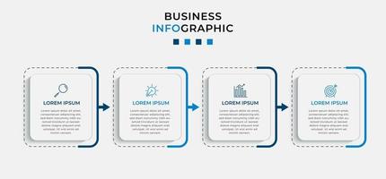 plantilla de negocio de diseño infográfico vectorial con iconos y 4 opciones o pasos. se puede utilizar para diagramas de proceso, presentaciones, diseño de flujo de trabajo, pancarta, diagrama de flujo, gráfico de información vector