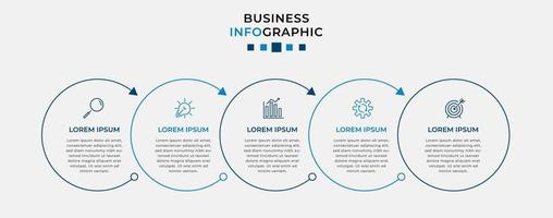 plantilla de negocio de diseño infográfico vectorial con iconos y 5 opciones o pasos. se puede utilizar para diagramas de procesos, presentaciones, diseño de flujo de trabajo, pancartas, diagramas de flujo, gráficos de información vector