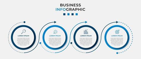 plantilla de negocio de diseño infográfico vectorial con iconos y 4 opciones o pasos. se puede utilizar para diagramas de proceso, presentaciones, diseño de flujo de trabajo, pancarta, diagrama de flujo, gráfico de información vector