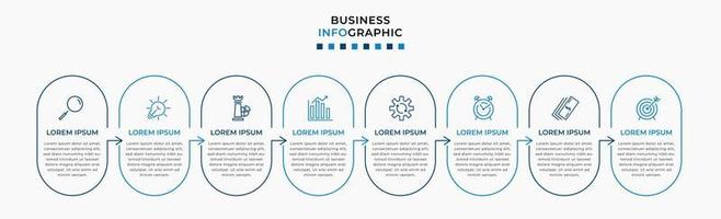 Vector Infographic design business template with icons and 8 options or steps. Can be used for process diagram, presentations, workflow layout, banner, flow chart, info graph