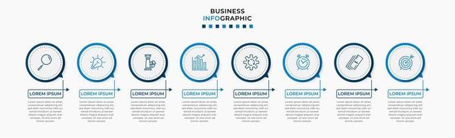 plantilla de negocio de diseño infográfico vectorial con iconos y 8 opciones o pasos. se puede utilizar para diagramas de proceso, presentaciones, diseño de flujo de trabajo, pancarta, diagrama de flujo, gráfico de información vector