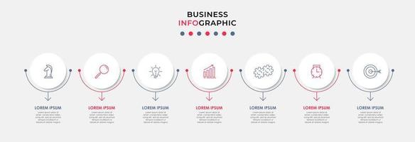 vector de plantilla de diseño infográfico empresarial con iconos y 7 opciones o pasos. se puede utilizar para diagramas de proceso, presentaciones, diseño de flujo de trabajo, pancarta, diagrama de flujo, gráfico de información