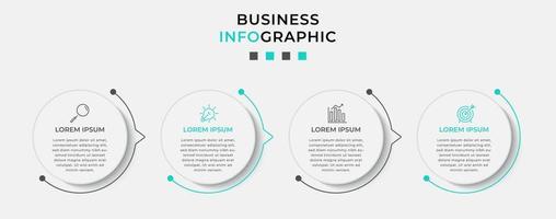 plantilla de negocio de diseño infográfico vectorial con iconos y 4 opciones o pasos. se puede utilizar para diagramas de proceso, presentaciones, diseño de flujo de trabajo, pancarta, diagrama de flujo, gráfico de información vector