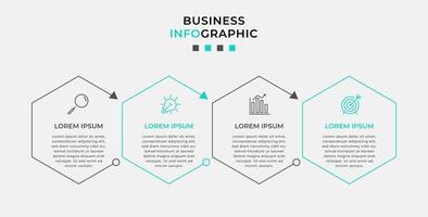 Vector Infographic design business template with icons and 4 options or steps. Can be used for process diagram, presentations, workflow layout, banner, flow chart, info graph