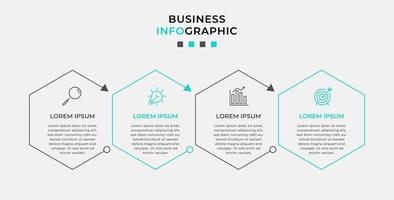 plantilla de negocio de diseño infográfico vectorial con iconos y 4 opciones o pasos. se puede utilizar para diagramas de proceso, presentaciones, diseño de flujo de trabajo, pancarta, diagrama de flujo, gráfico de información vector