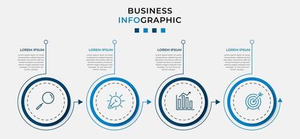 Vector Infographic design business template with icons and 4 options or steps. Can be used for process diagram, presentations, workflow layout, banner, flow chart, info graph