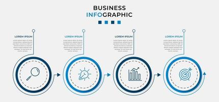 plantilla de negocio de diseño infográfico vectorial con iconos y 4 opciones o pasos. se puede utilizar para diagramas de proceso, presentaciones, diseño de flujo de trabajo, pancarta, diagrama de flujo, gráfico de información vector