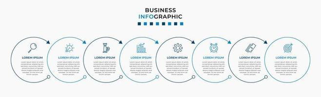 Vector Infographic design business template with icons and 8 options or steps. Can be used for process diagram, presentations, workflow layout, banner, flow chart, info graph