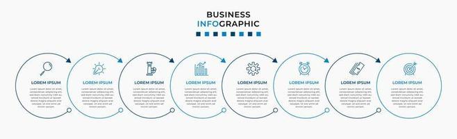 plantilla de negocio de diseño infográfico vectorial con iconos y 8 opciones o pasos. se puede utilizar para diagramas de proceso, presentaciones, diseño de flujo de trabajo, pancarta, diagrama de flujo, gráfico de información vector