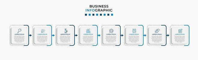 Vector Infographic design business template with icons and 8 options or steps. Can be used for process diagram, presentations, workflow layout, banner, flow chart, info graph