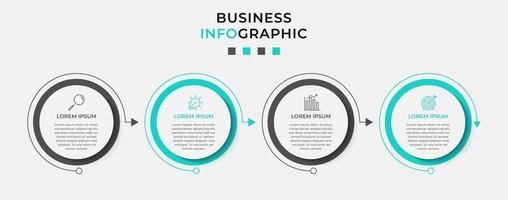 plantilla de negocio de diseño infográfico vectorial con iconos y 4 opciones o pasos. se puede utilizar para diagramas de proceso, presentaciones, diseño de flujo de trabajo, pancarta, diagrama de flujo, gráfico de información vector