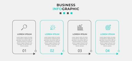 plantilla de negocio de diseño infográfico vectorial con iconos y 4 opciones o pasos. se puede utilizar para diagramas de proceso, presentaciones, diseño de flujo de trabajo, pancarta, diagrama de flujo, gráfico de información vector