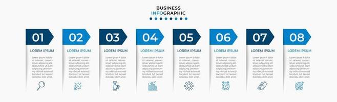 Vector Infographic design business template with icons and 8 options or steps. Can be used for process diagram, presentations, workflow layout, banner, flow chart, info graph