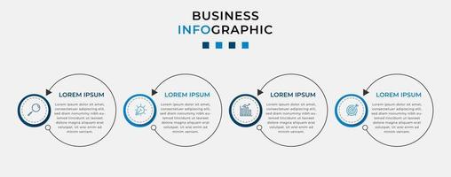 plantilla de negocio de diseño infográfico vectorial con iconos y 4 opciones o pasos. se puede utilizar para diagramas de proceso, presentaciones, diseño de flujo de trabajo, pancarta, diagrama de flujo, gráfico de información vector