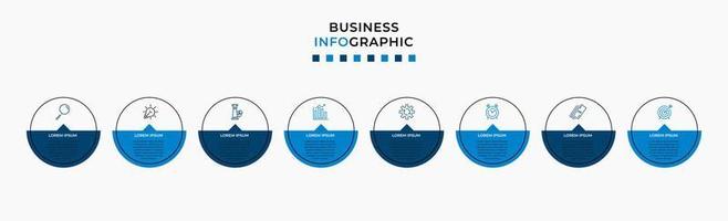 plantilla de negocio de diseño infográfico vectorial con iconos y 8 opciones o pasos. se puede utilizar para diagramas de proceso, presentaciones, diseño de flujo de trabajo, pancarta, diagrama de flujo, gráfico de información vector