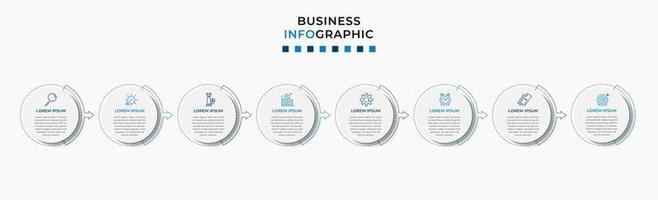 Vector Infographic design business template with icons and 8 options or steps. Can be used for process diagram, presentations, workflow layout, banner, flow chart, info graph