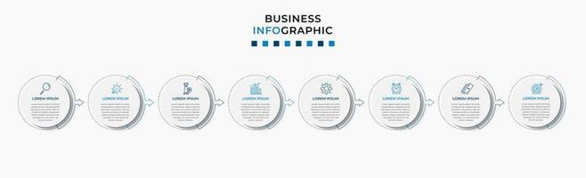 plantilla de negocio de diseño infográfico vectorial con iconos y 8 opciones o pasos. se puede utilizar para diagramas de proceso, presentaciones, diseño de flujo de trabajo, pancarta, diagrama de flujo, gráfico de información vector