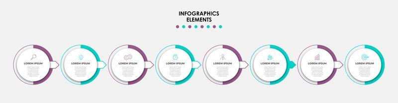 Vector Infographic design business template with icons and 8 options or steps. Can be used for process diagram, presentations, workflow layout, banner, flow chart, info graph