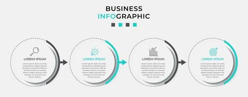 plantilla de negocio de diseño infográfico vectorial con iconos y 4 opciones o pasos. se puede utilizar para diagramas de proceso, presentaciones, diseño de flujo de trabajo, pancarta, diagrama de flujo, gráfico de información vector