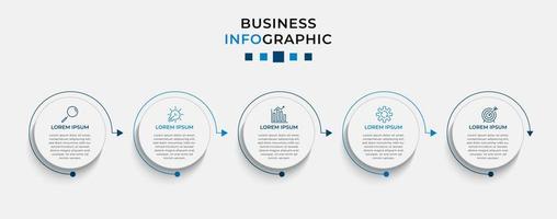 Vector Infographic design business template with icons and 5 options or steps. Can be used for process diagram, presentations, workflow layout, banner, flow chart, info graph