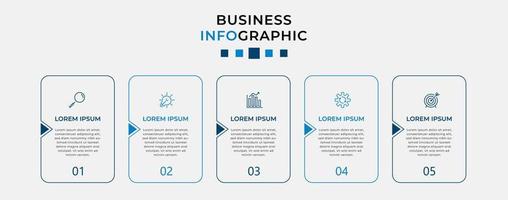 plantilla de negocio de diseño infográfico vectorial con iconos y 5 opciones o pasos. se puede utilizar para diagramas de procesos, presentaciones, diseño de flujo de trabajo, pancartas, diagramas de flujo, gráficos de información vector