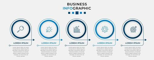 plantilla de negocio de diseño infográfico vectorial con iconos y 5 opciones o pasos. se puede utilizar para diagramas de procesos, presentaciones, diseño de flujo de trabajo, pancartas, diagramas de flujo, gráficos de información vector