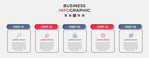 Vector Infographic design business template with icons and 5 options or steps.  Can be used for process diagram, presentations, workflow layout, banner, flow chart, info graph