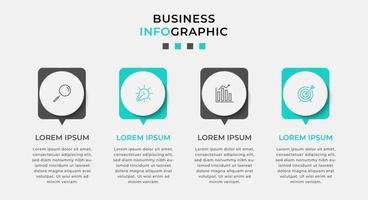 Vector Infographic design business template with icons and 4 options or steps. Can be used for process diagram, presentations, workflow layout, banner, flow chart, info graph