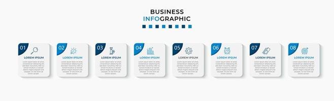 Vector Infographic design business template with icons and 8 options or steps. Can be used for process diagram, presentations, workflow layout, banner, flow chart, info graph