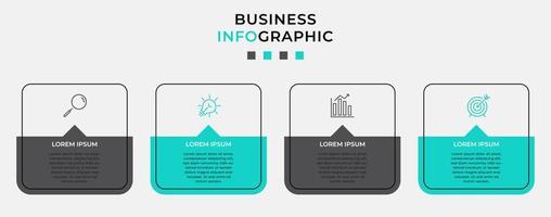 plantilla de negocio de diseño infográfico vectorial con iconos y 4 opciones o pasos. se puede utilizar para diagramas de proceso, presentaciones, diseño de flujo de trabajo, pancarta, diagrama de flujo, gráfico de información vector