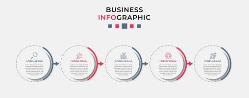 plantilla de negocio de diseño infográfico vectorial con iconos y 5 opciones o pasos. se puede utilizar para diagramas de proceso, presentaciones, diseño de flujo de trabajo, pancarta, diagrama de flujo, gráfico de información vector