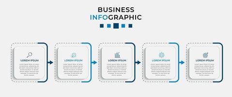 plantilla de negocio de diseño infográfico vectorial con iconos y 5 opciones o pasos. se puede utilizar para diagramas de procesos, presentaciones, diseño de flujo de trabajo, pancartas, diagramas de flujo, gráficos de información vector