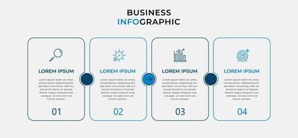 plantilla de negocio de diseño infográfico vectorial con iconos y 4 opciones o pasos. se puede utilizar para diagramas de proceso, presentaciones, diseño de flujo de trabajo, pancarta, diagrama de flujo, gráfico de información vector