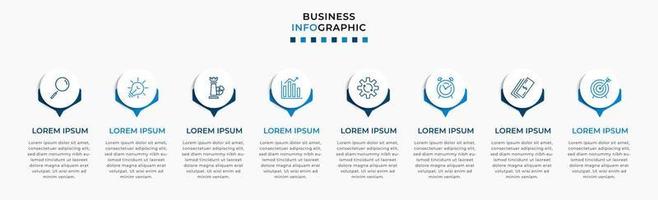 plantilla de negocio de diseño infográfico vectorial con iconos y 8 opciones o pasos. se puede utilizar para diagramas de proceso, presentaciones, diseño de flujo de trabajo, pancarta, diagrama de flujo, gráfico de información vector