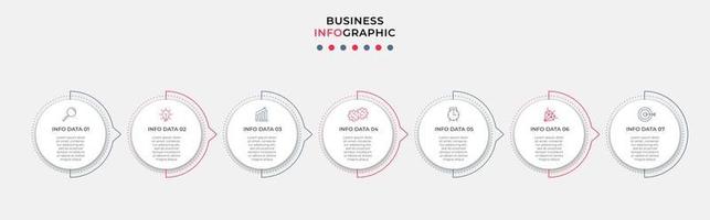 Business Infographic design template Vector with icons and 7 options or steps. Can be used for process diagram, presentations, workflow layout, banner, flow chart, info graph