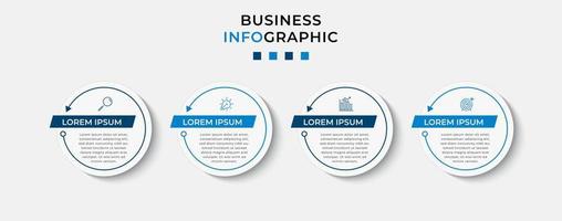 plantilla de negocio de diseño infográfico vectorial con iconos y 4 opciones o pasos. se puede utilizar para diagramas de proceso, presentaciones, diseño de flujo de trabajo, pancarta, diagrama de flujo, gráfico de información vector