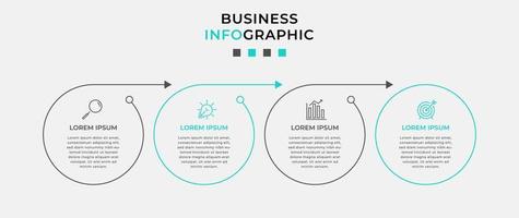 plantilla de negocio de diseño infográfico vectorial con iconos y 4 opciones o pasos. se puede utilizar para diagramas de proceso, presentaciones, diseño de flujo de trabajo, pancarta, diagrama de flujo, gráfico de información vector