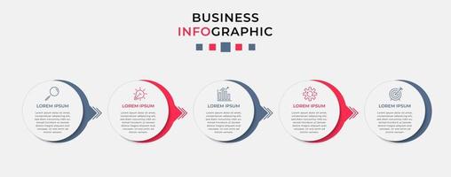 Vector Infographic design business template with icons and 5 options or steps.  Can be used for process diagram, presentations, workflow layout, banner, flow chart, info graph