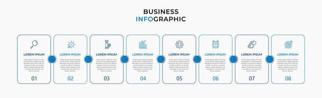 Vector Infographic design business template with icons and 8 options or steps. Can be used for process diagram, presentations, workflow layout, banner, flow chart, info graph