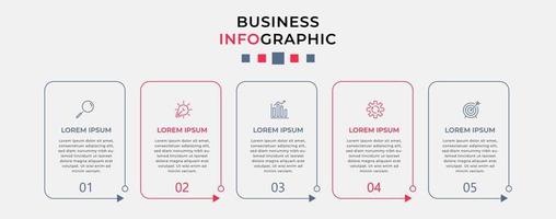 Vector Infographic design business template with icons and 5 options or steps.  Can be used for process diagram, presentations, workflow layout, banner, flow chart, info graph