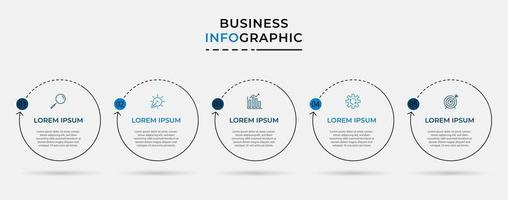 Vector Infographic design business template with icons and 5 options or steps. Can be used for process diagram, presentations, workflow layout, banner, flow chart, info graph