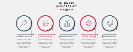 plantilla de negocio de diseño infográfico vectorial con iconos y 5 opciones o pasos. se puede utilizar para diagramas de proceso, presentaciones, diseño de flujo de trabajo, pancarta, diagrama de flujo, gráfico de información vector