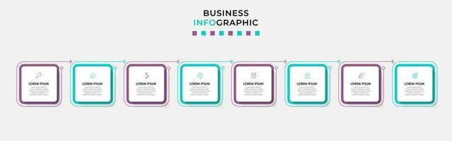 plantilla de negocio de diseño infográfico vectorial con iconos y 8 opciones o pasos. se puede utilizar para diagramas de proceso, presentaciones, diseño de flujo de trabajo, pancarta, diagrama de flujo, gráfico de información vector